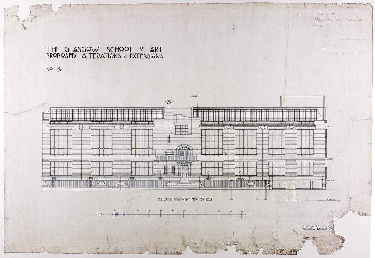 Glasgow School of Art, projeto de Mackintosh, 1896.