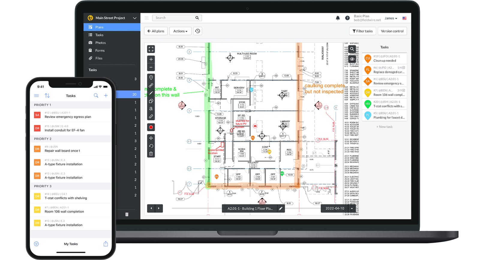 Fieldwire | Aplicativo de gerenciamento de projeto. Fonte: Fieldwire