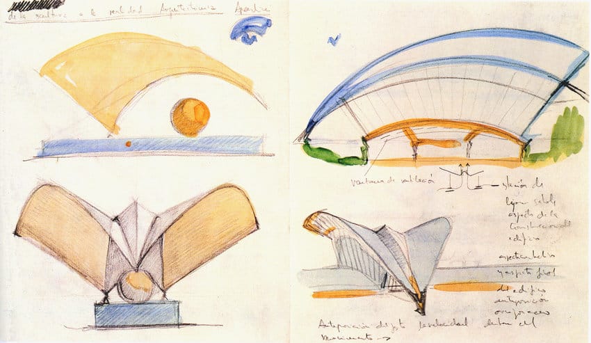 Aeroporto de Satolas, França, croquis de Santiago Calatrava.